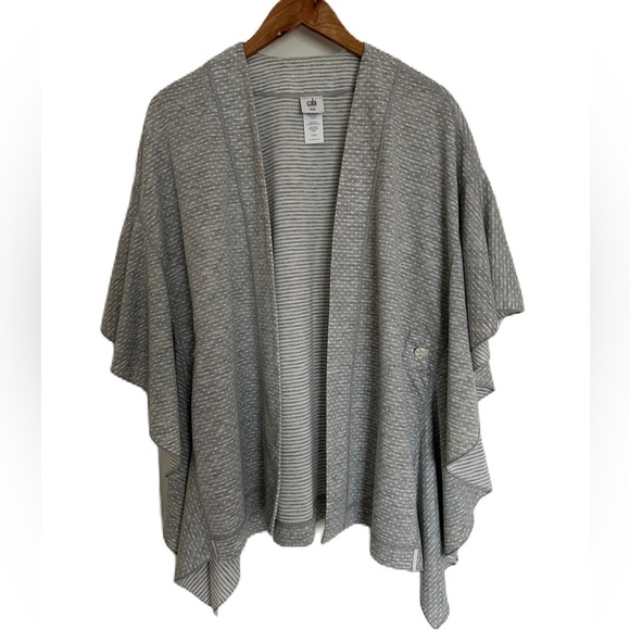 CAbi‎ Women’s Gray White Stripe Polka Dot ATC Cape XS/S #5846 - Picture 1 of 13